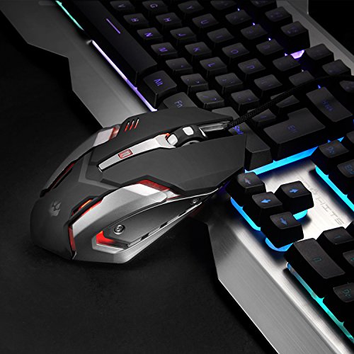 PAWHITS RGB Backlit Gaming Keyboard and Mouse Combo USB Wired Membrane Keyboard