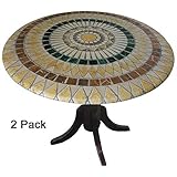 TableMagic 2 Pack of 2 Fitted Vinyl tablecloths (tablecovers, Table Covers)-Tuscan Tile Mosaic for a Magical Transformation of 36