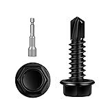 100 PCS #12 x 1 Sheet Metal Screws, Black Hex