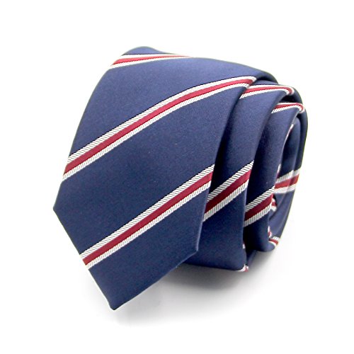 AGENTX Mens Chambray Fashion Casual Skinny Tie Polyester Woven Blue Stripe Narrow Slim Necktie ATB022