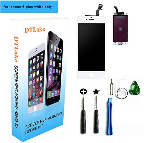 iPhone 6 Plus LCD Replacement Screen Touch Screen Digitizer Fram Assembly Full Set + Free Tools (White)