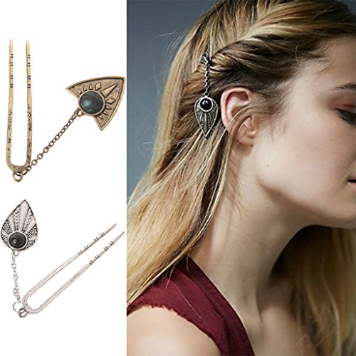 cici store Bohemian U Stick Hair Comb Hairpin Hair Grip Clips Hairwear Chopsticks Gift (Gold)