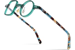 HEPIDEM Acetate Glasses Frame Men,Left Square Right Round Vintage Retro Optical Eyeglasses