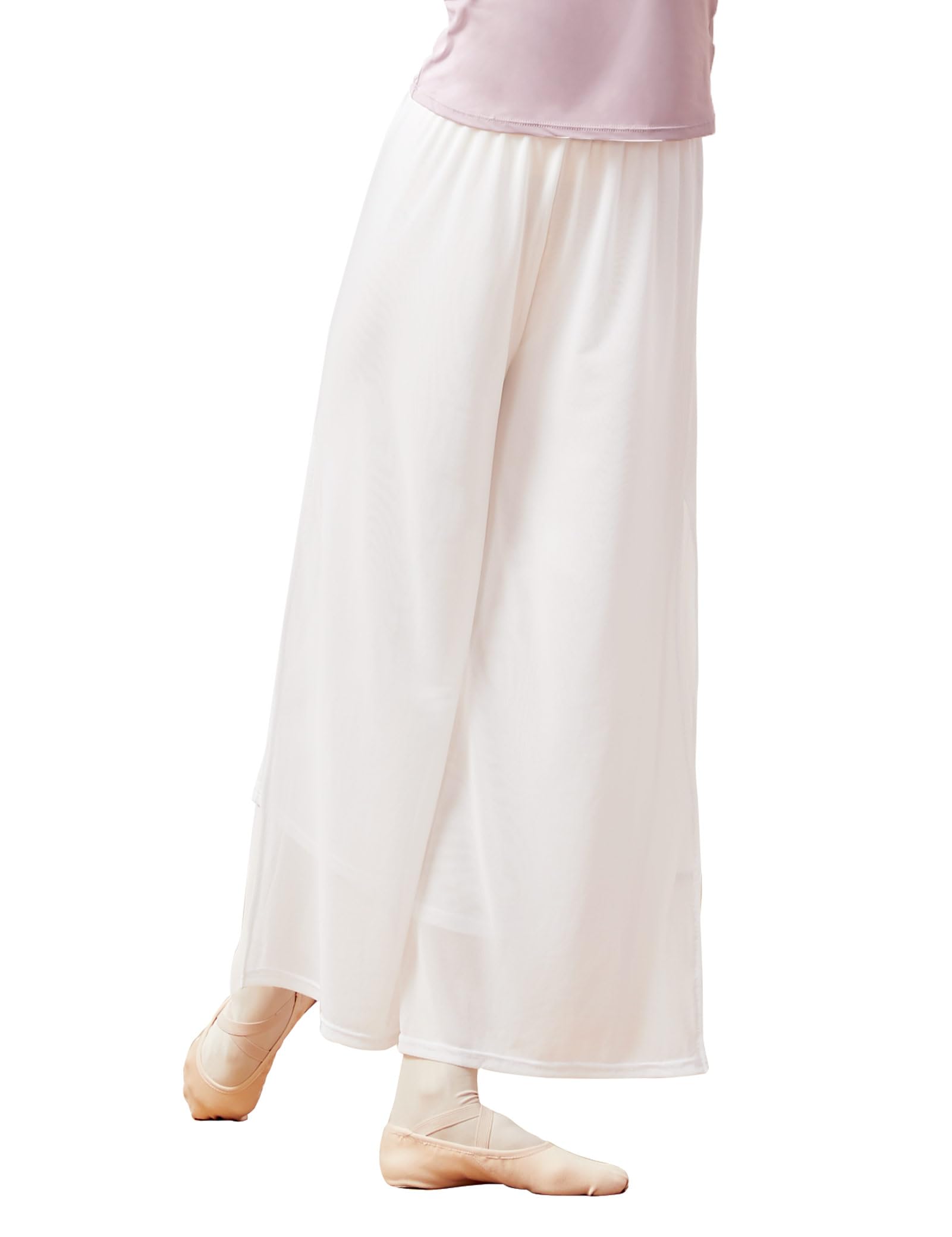 Photo 1 of Daydance White Women Ballet Pants Adult Wide Leg Palazzo Pants Lyrical