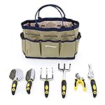 SONGMICS 7 Piece Garden Tool Set Includes Garden Tote and 6 Hand Tools W/ Heavy Duty Cast-aluminum Heads Ergonomic Handles UGGB31L