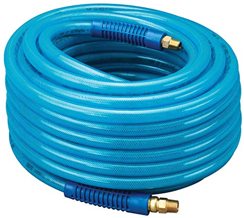 Amflo 1/4″ X 25′ Luftschlauch – 300 PSI Polyurethane, Mit Drehanschlüssen & Biegeschutz – Blau