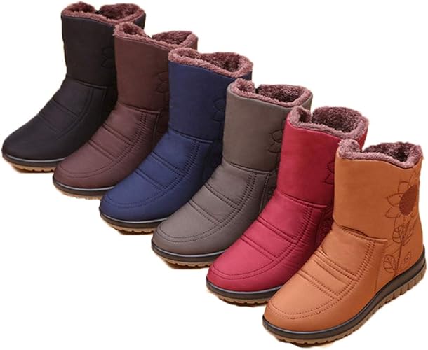 Amazon カタク スノーブーツ ウィンターブーツ レディース 大きいサイズ 厚底 保暖 防寒 防水 防滑 軽量 雪靴 アウトドアシューズ 心地良い 刺繍 花柄 おしゃれ ふわふわ 綿靴 冬用ブーツ ムートンブーツ 24 0 26 5cm カタク Kataku ブーツ ブーティ