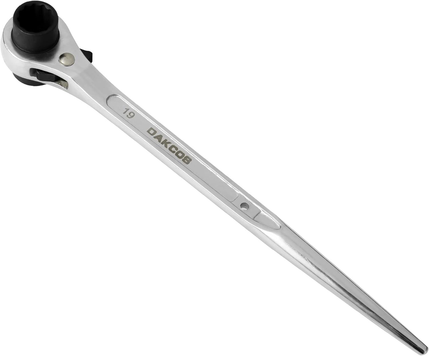 DAKCOS Ratchet Podger Spanner Scaffold Spanner Steel Erect Wrench 19mm x 21mm (Silver Tone)