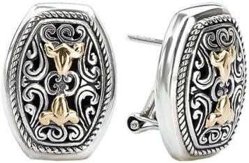 925 Silver Fleur-De-Lis Filigree Earrings with 18k Gold Accents