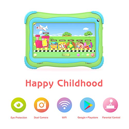 Kids Tablet 7 inch Android Tablet for Kids Edition Tablet PC Android Quad Core with WiFi Dual Camera IPS Safety Eye Protection Screen and Parents Control Mode (Green)