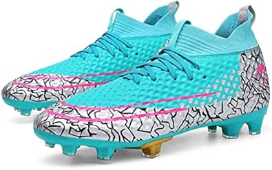 Amazon Com Wangjia Men S Football Sports Shoes Indoor And Outdoor High Top Elastic Collar Non Slip Football Shoes Professional Pointed Toe Breathable Suitable For Outdoor Sports Running Competition Blue 9 5 Soccer