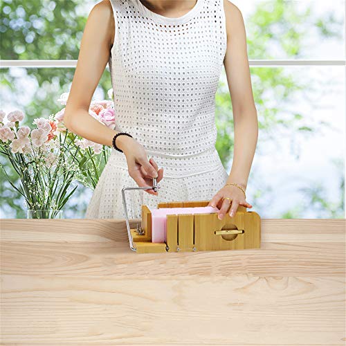Joyeee Multi-function Adjustable Bamboo Soap Mold Handmade Loaf Cutter Mold + Beveler Planer Wire Slicer for Making Loaf Cake Soap Cheese DIY Cutting Making, Cutter Peeler Slicer Home Tool Set
