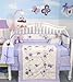 SoHo Lavender Flower Garden Baby Crib Nursery Bedding Set 13 pcs included Diaper Bag with Changing Pad & Bottle Case