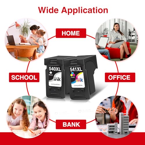 540XL 541XL Ink Cartridges Twin Pack High Yield Replacement for Canon 540 541 Ink Cartridges, PG-540XL CL-541XL Black & Colour Ink for Pixma TS5150 TS5151 MG3600 MG3650 MG3650S TS5100 MG4250 MX475