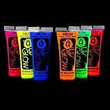 UV Glow Blacklight Face and Body Paint 0.34oz - Set of 6 Tubes - Neon Fluorescent