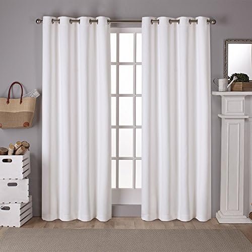 Exclusive Home Sateen Twill Woven Room Darkening Blackout Grommet Top Curtain Panel Pair, 52"x108", Vanilla, 2 Piece