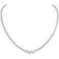 Gradual Moissanite Tennis Chain Necklace:925 Sterling Silver 14k White Gold Plated Elegant Moissanite Necklace Dainty Simple Trendy Lab Diamond Jewelry Hypoallergenic Fashion Party Prom Wedding Birthday Gifts for Women