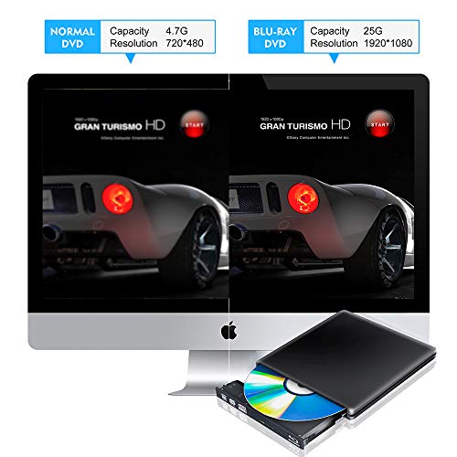External Blu Ray DVD Drive 3D 4K,USB 3.0 Bluray Disc Burner Reader Slim BD CD DVD RW ROM Writer Player for PC Laptop MacOS Windows 7 8 10 XP Linxus