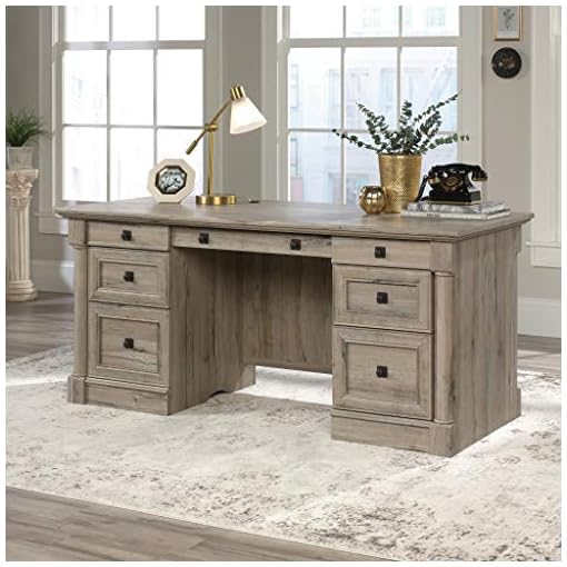 Sauder Palladia Executive Desk, L 65.12" x W 29.53" x H 29.61