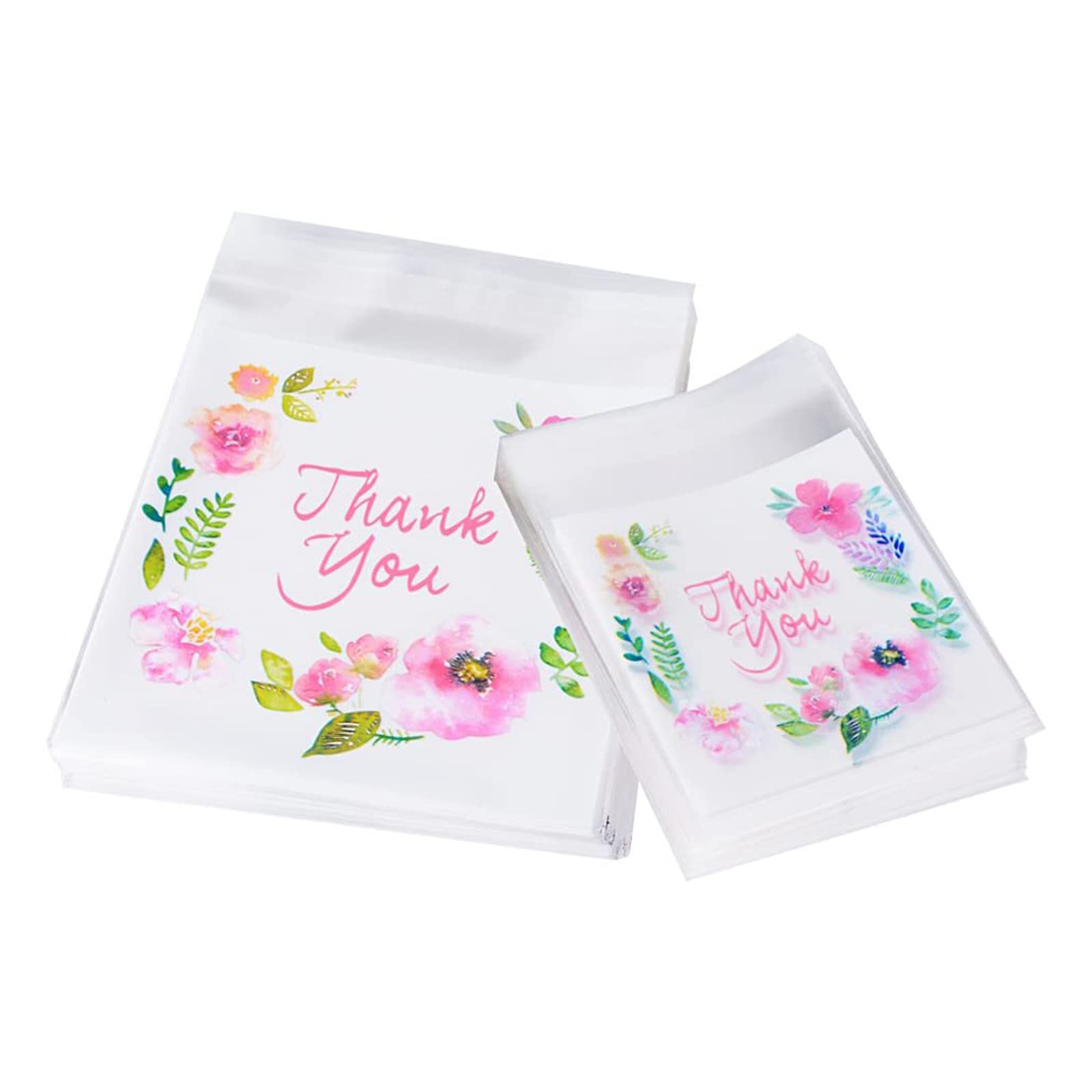 200 Pcs Self-Adhesive Clear Plastic Bags for Baking, Jewelry, Gifts, Food - Thank You Thickening DIY Cookie Candy Chocolate Storage (10cm*10cm)