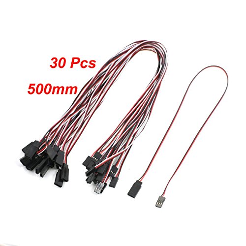 YXQ Servo Extension Cable 3 Pin Male to Female Lead Wire 100mm/150mm/300mm/ 500mm/1M for RC Airplane , 30-Piece(500mm)