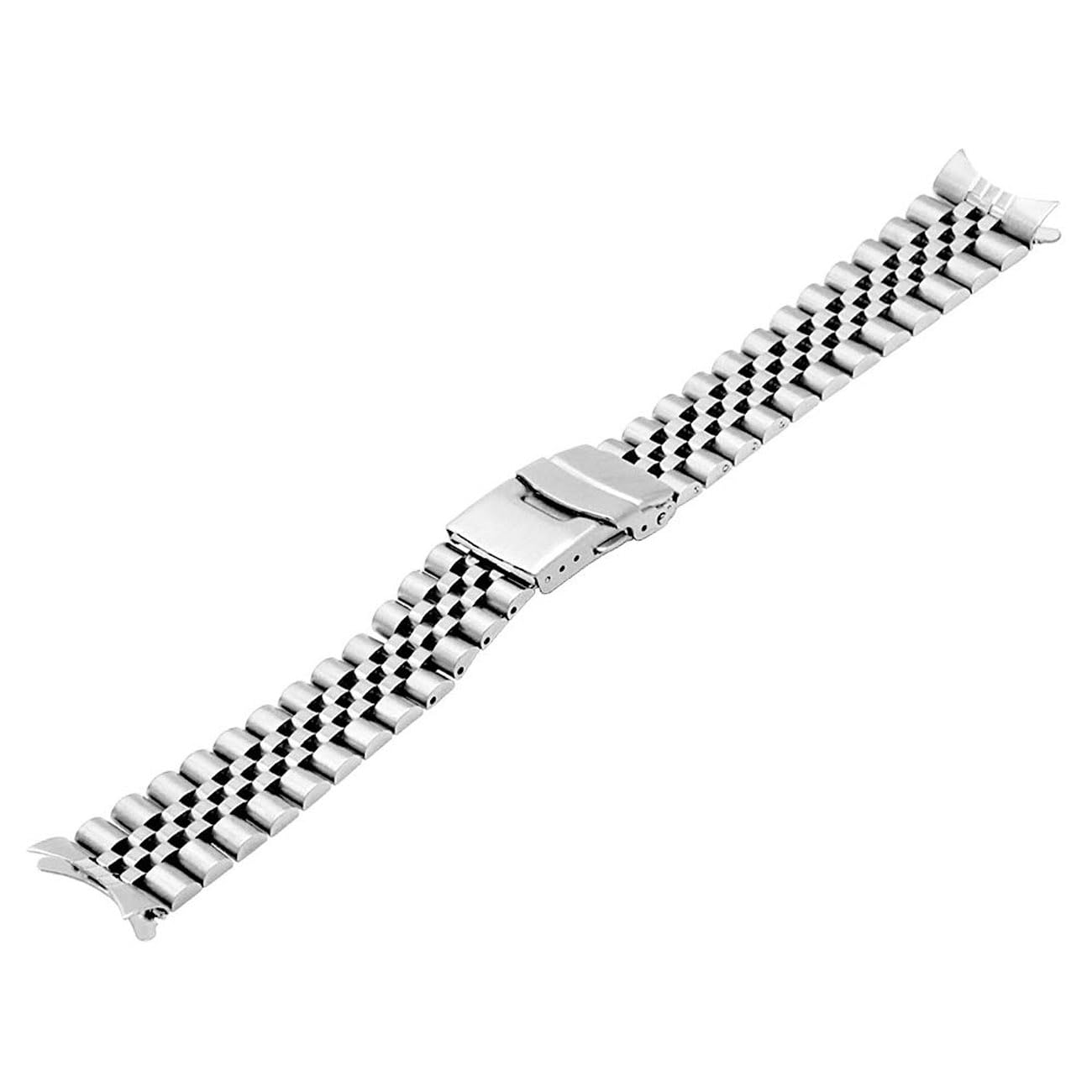 Generic 22mm Curved Ends Stainless Steel Watch Band For Casio MDV106 Duro Brushed Metal Watch Strap Replacement Bracelet Bands Deployment Clasp Silver