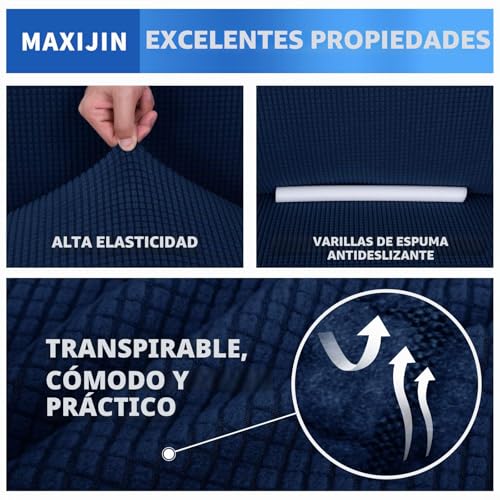 MAXIJIN Super Stretch Sofa Cover for 3 Seater, 1 Piece Universal Jacquard Spandex, Pet Friendly Protector (3 Seater, Navy Blue)