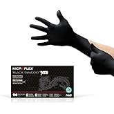 Ansell MICROFLEX Black Dragon BD-100N 5mil Nitrile Exam Gloves, Powder-Free, Textured Fingertips, Disposable Gloves for Medical, Industrial &amp; Automotive Use - Size 9 (L), Black (Box of 100)