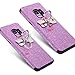 LONTECT Compatible Galaxy S9 Case Glitter Sparkle Bling Shock Absorbing Flex TPU Rubber Case Cover with Cute Ring Grip Holder Kickstand for Samsung Galaxy S9, Purple