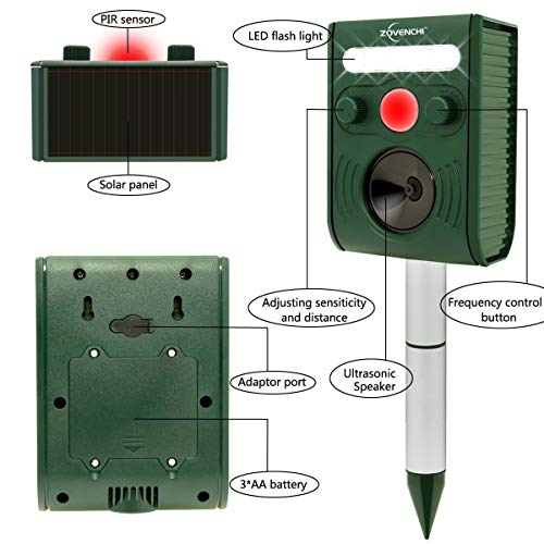 ZOVENCHI Solar Ultrasonic Waterproof Animal Repeller Review Solar
