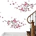 Wopeite Wall Sticker Decal Flora Pink Peach Blossom Flowers Butterfly DIY Removable Mural Art for Kids Nursery Bedroom Living Room