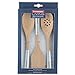 Typhoon Living Beech 3-Piece Utensil Set, Blue, Includes a Slotted Spoon, Solid Spoon and Turner, Durable Beechwood Ideal for Non-Stick Cookware, Color-Dipped Handles, Hanging Loops for Easy Storage