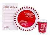 Tiny Ideas Santa's Cookies, Holiday Cookie Dish and Cup Gift Set, Red