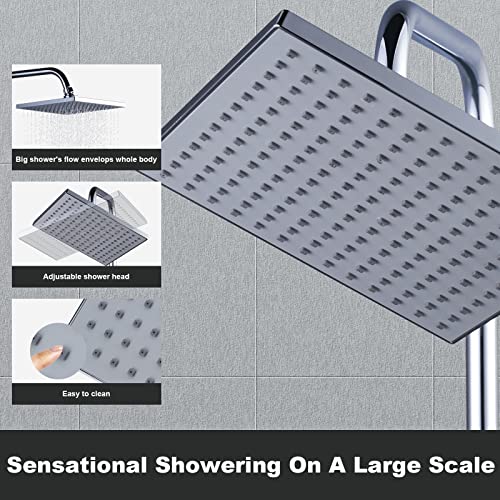 ARCORA Thermostatic Shower Column, 304 Stainless Steel Shower Column, Shower Kit Adjustable Range from 85 to 123 cm Copper Thermostatic Shower Mixer for Bathroom