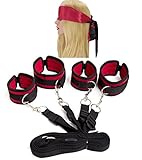 Ellis Bed Restraint System Set With Eye Mask Adjustable Mattress Bondage Restraints Kit With Cuffs For Ankles and Wrists Fits Almost Any Size Mattress