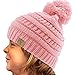 Kids CC Ages 2-7 Pompom Chunky Thick Stretchy Knit Slouch Beanie Cap Hat Pink