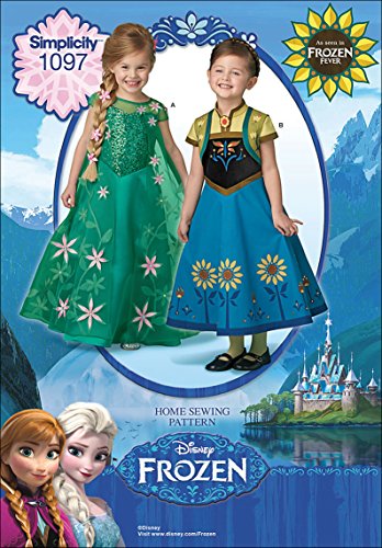 Simplicity 1097 Disney Frozen Fever Costumes for Children Sewing Template, Size A (3-4-5-6-7-8)