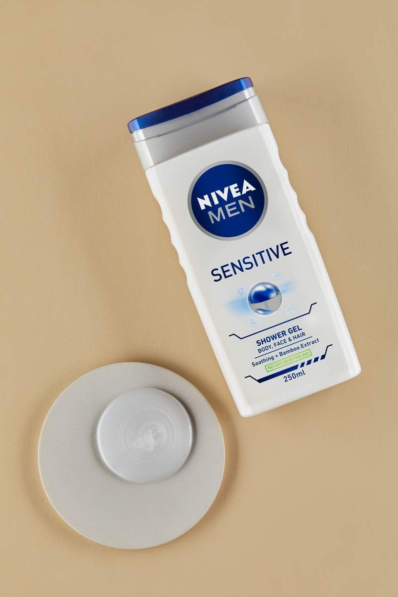 NIVEA MEN Sensitive Shower Gel Pack of 6 (6 x 400ml), Alcohol-Free Sensitive Skin Body Wash, Gentle for Irritated Skin - Image 4