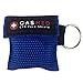 CPR MASK KIT with ONE-WAY VALVE. Face Shield. Keyring 10 PACK - Disposable & Safe First Aid. Barrier. Emergency Rescuer & AED Training. Key-ring Pouch. (Blue)