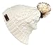 Women's Faux Fur PomPom Fleece Lined Knitted Slouchy Beanie Hat - White
