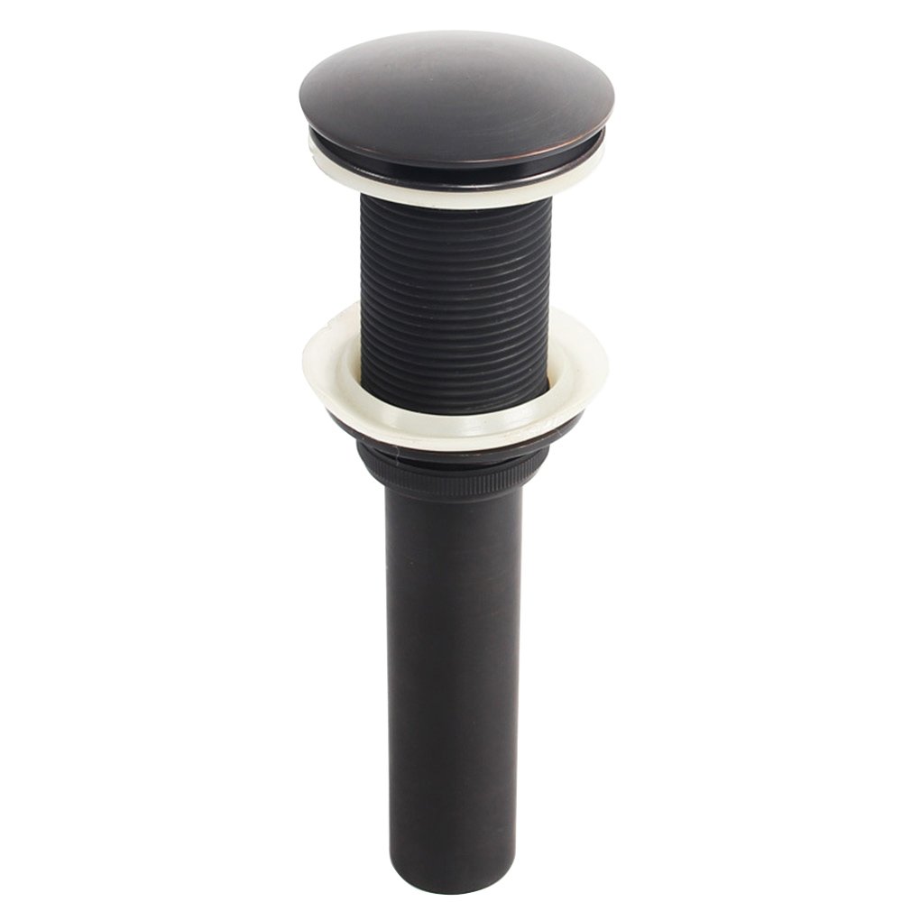 KUNGYO Pop Up Basin Waste Bathroom Un-Slotted Sink Click Clack Waste Plug Drain Stopper Without Overflow Bronze Finished
