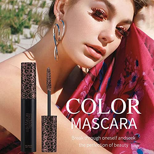 5 Colors 4D Silk Fiber Color Mascara, Female Long-lasting Curling Mascara, Waterproof Thickening And Lengthening Mascara (Blue)