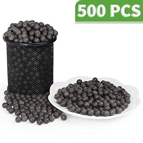 LuckIn Slingshot Ammo Balls 3/8 inch, 10mm Hard Clay Ball Biodegradable with Carrying Bag, Soil Color, 500 Pcs (Best Slingshot For Squirrels)