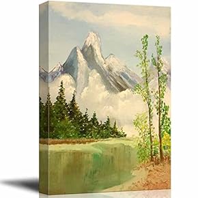 Beautiful Scenery of Mountain and Lake Nature Landscape at Day Time - Giclee Print Canvas Wall Art Oil Painting Reproduction Modern Home Art Ready to Hang - 12" x 18"