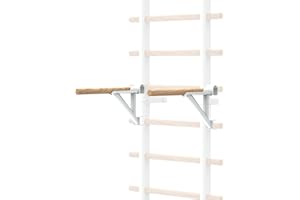 DHT DYNAMIC HEALTH TECH DHT Wood Stall Bar, Swedish Ladder Suspension Trainer with 9 Strategic Rods, for Home, Gym, School and Clinics, White