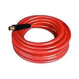PowRyte Elite 300 PSI Reinforced Polyurethane (PU) Air Hose - 1/4-Inch by 25-Feet, 1/4-Inch MNPT Swivel Brass Ends