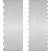 2 Pc Stainless Steel Cake Scraper Cake Decorating Tools Edge Side Jagged Wave Double Sided Patterned Comb Metal Cake Carving 