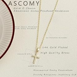 ASCOMY Cross Necklace for Women | 14K Gold Plated