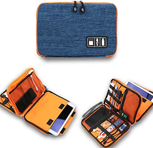 Universal Electronics Accessories Organizer, Waterproof Portable Cable Organizer Bag,Travel Gear Carry Bag for Cables (L, Dark-Blue)