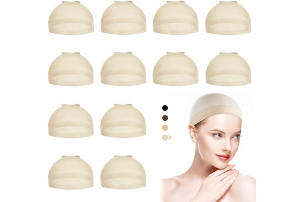Dreamlover Nude Wig Caps for Women, Nude Bald Cap for Costume, 12 Pieces | Soft Breathable Nylon, Fits Most Head Sizes, Great